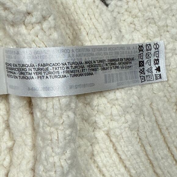 Zara Chunky Knit Sweater Button Front Cardigan Off White/Cream Womens Sz Medium - Picture 12 of 16